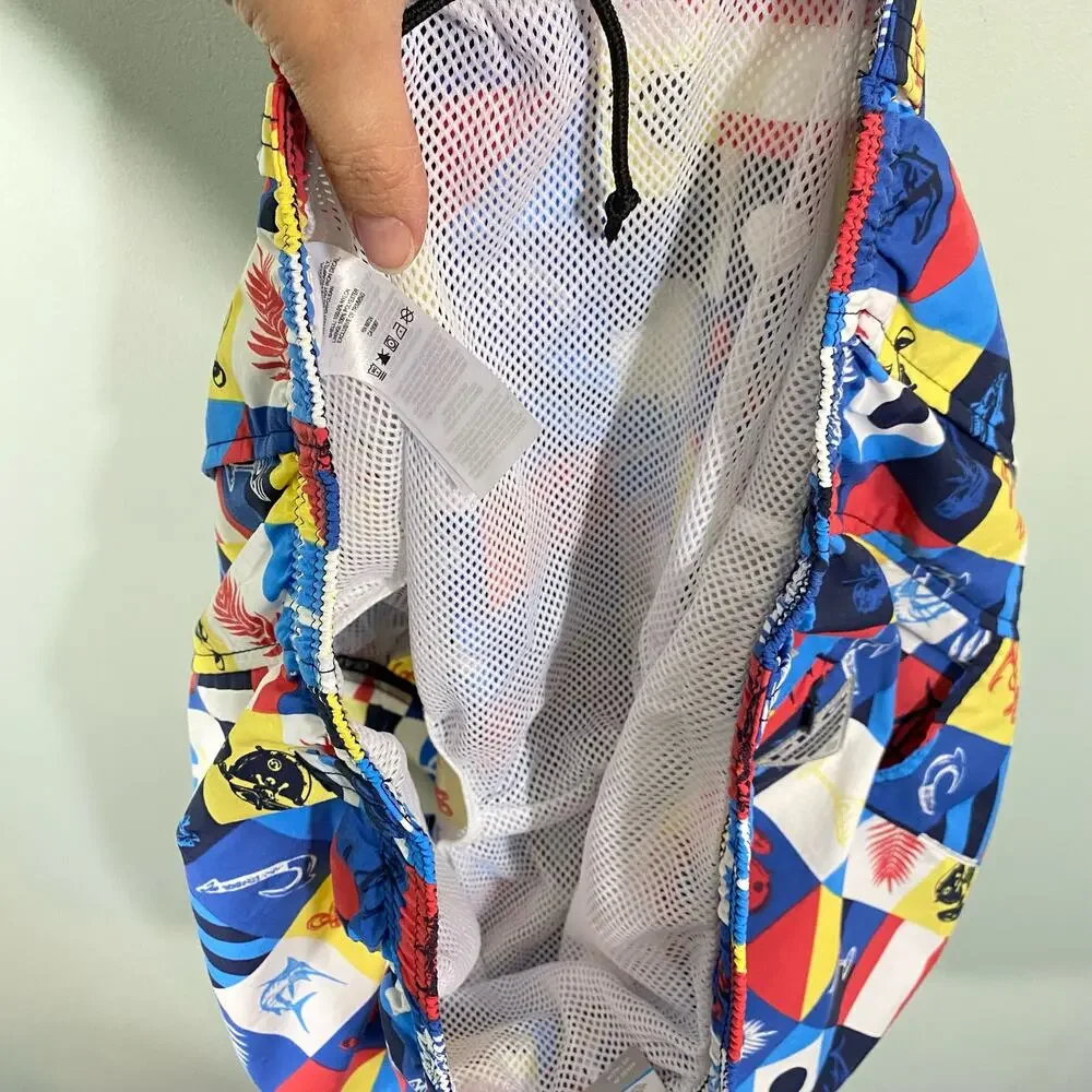 Columbia Men's PFG Nautical Fishing Checkered Swim Trunks Size L